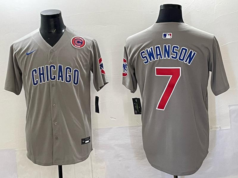 Men Chicago Cubs #7 Swanson grey Nike MLB 2025 jersey 0015
